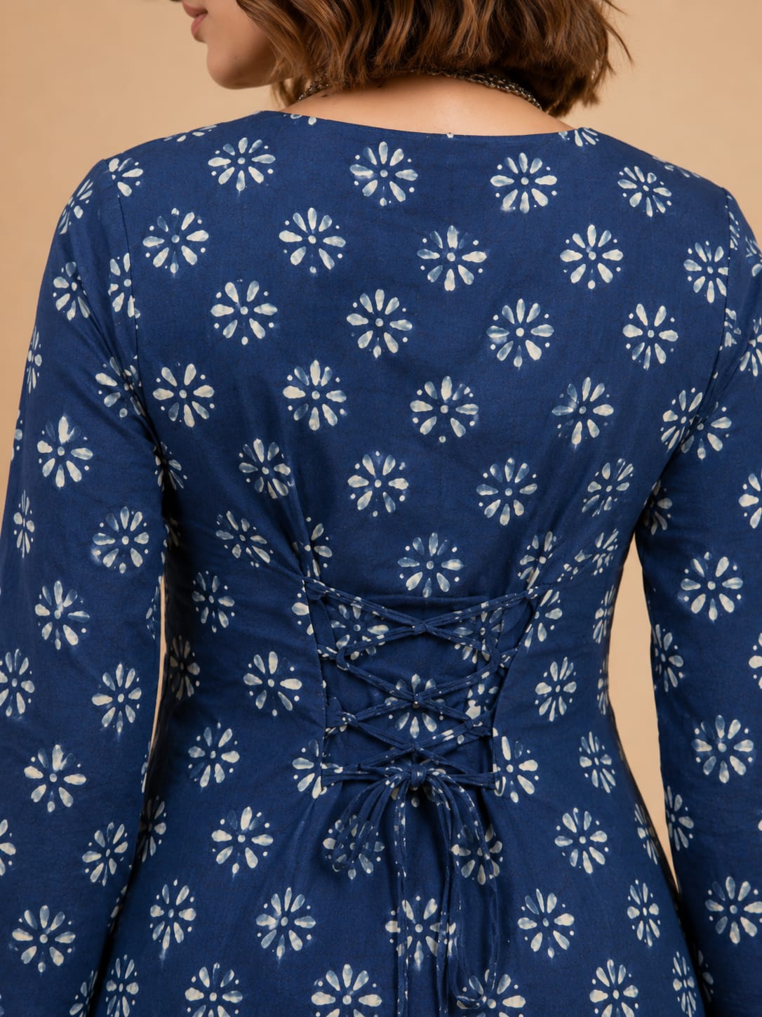 INDIGO BLUE ADJUSTABLE PRINTED TUNIC- BLUE