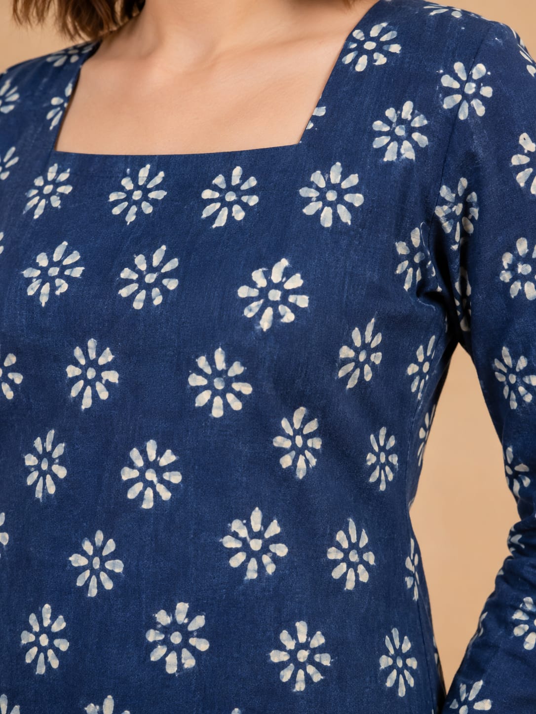 INDIGO BLUE ADJUSTABLE PRINTED TUNIC- BLUE