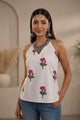 Floral Halterneck Corset Kurti – Off White