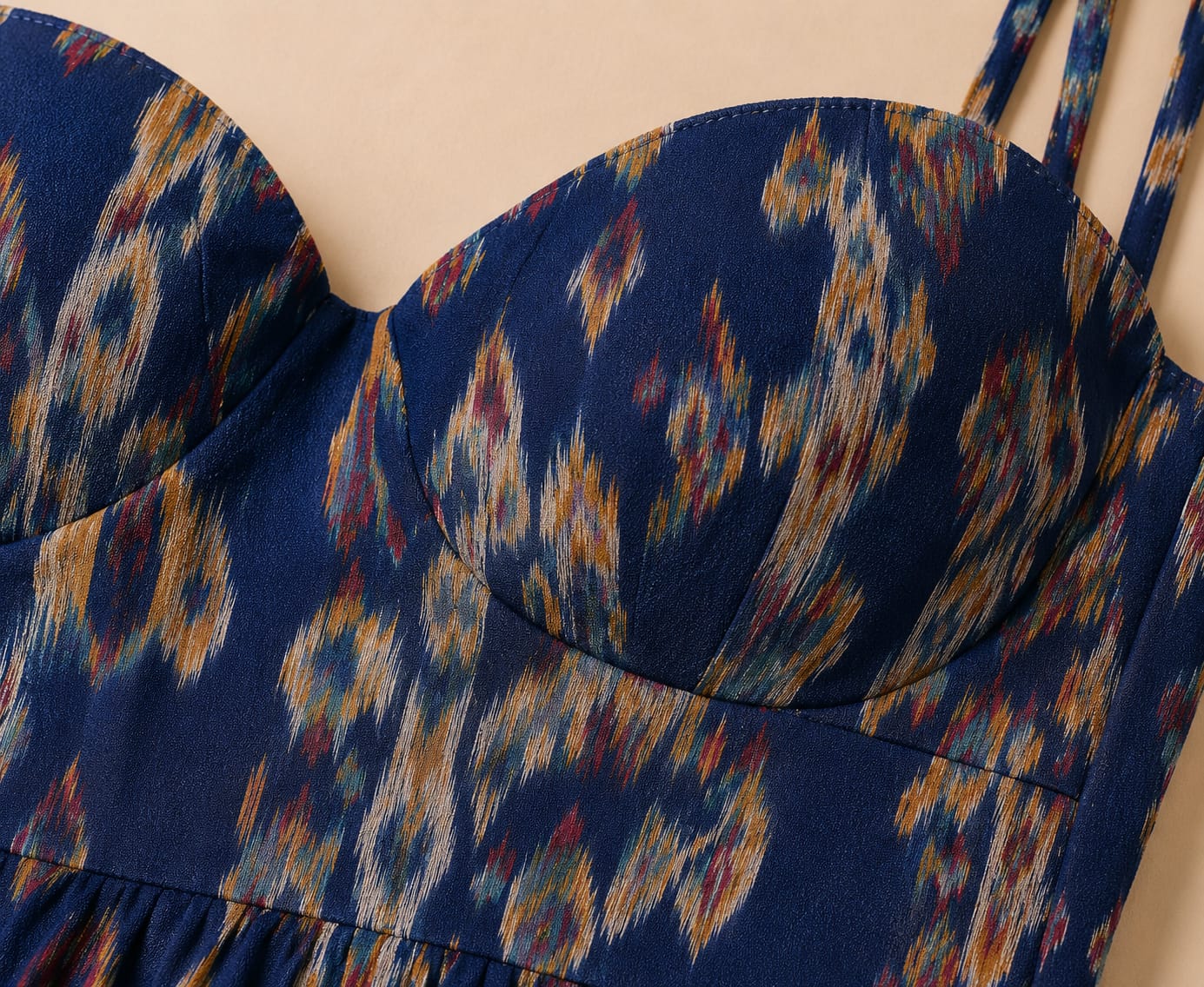 PRINTED PEPLUM CAMISOLE WITH WIDE  LEG  PANTS-NAVY BLUE