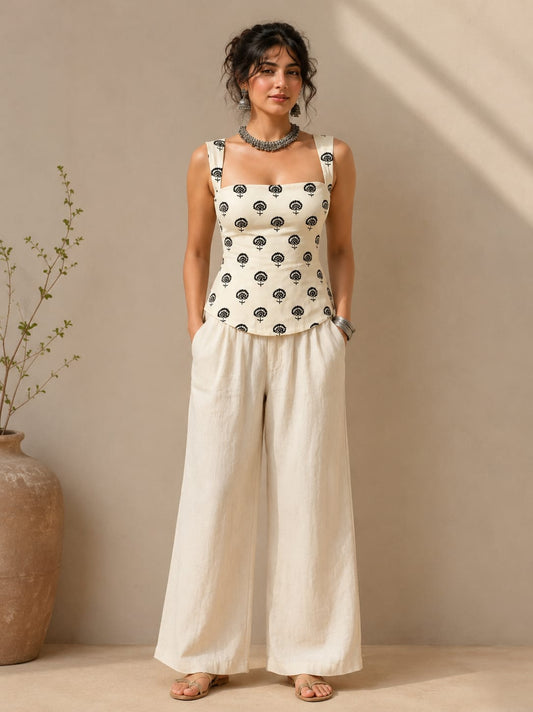 STRUCTURED SLEEVELESS  CORSET TOPSOFT IVORY