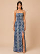 Blue & White Printed Maxi Dress